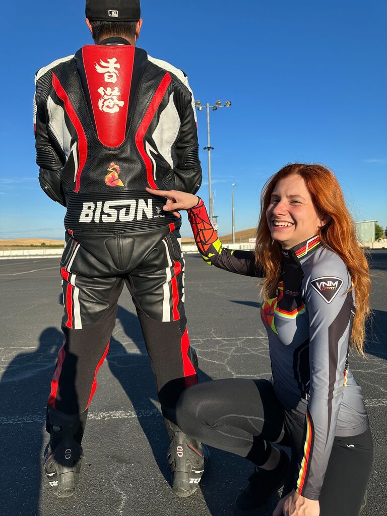 Winston dedicated a tramp stamp for Ellie on his motorcycle suit, a great proof of love!