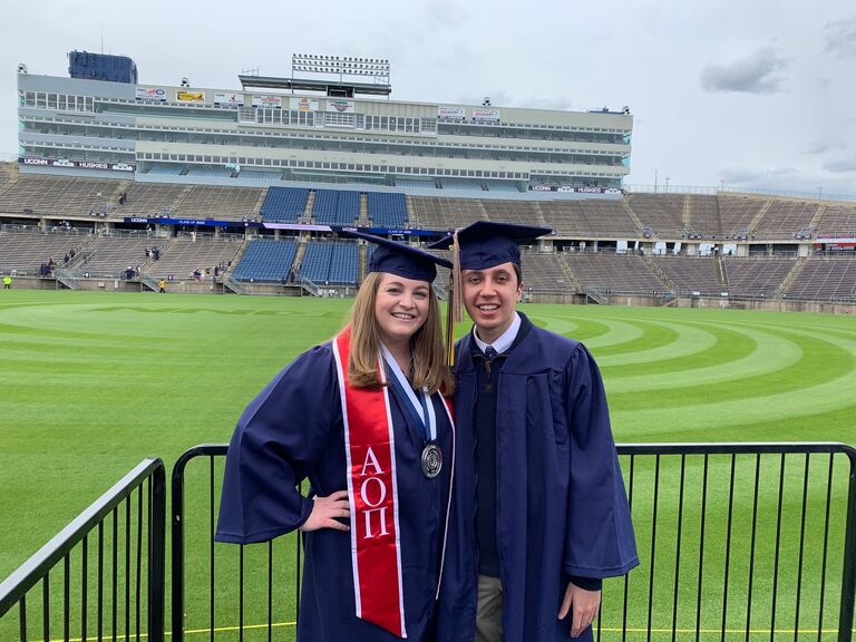Jessica and Jacob attended their second graduation together, this time celebrating graduating from college (1 year later, thanks to Covid)
