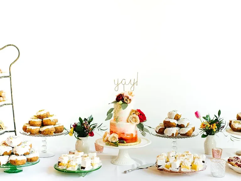 Assorted pastry engagement dessert table idea
