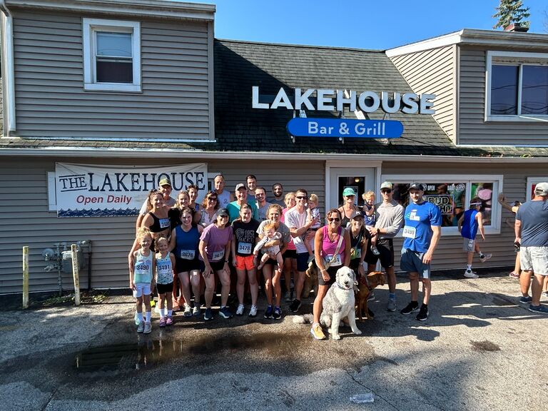 Mike's first race with the family, and completed in record time. He somehow managed to have drinks waiting for others with the help of his future father in law.