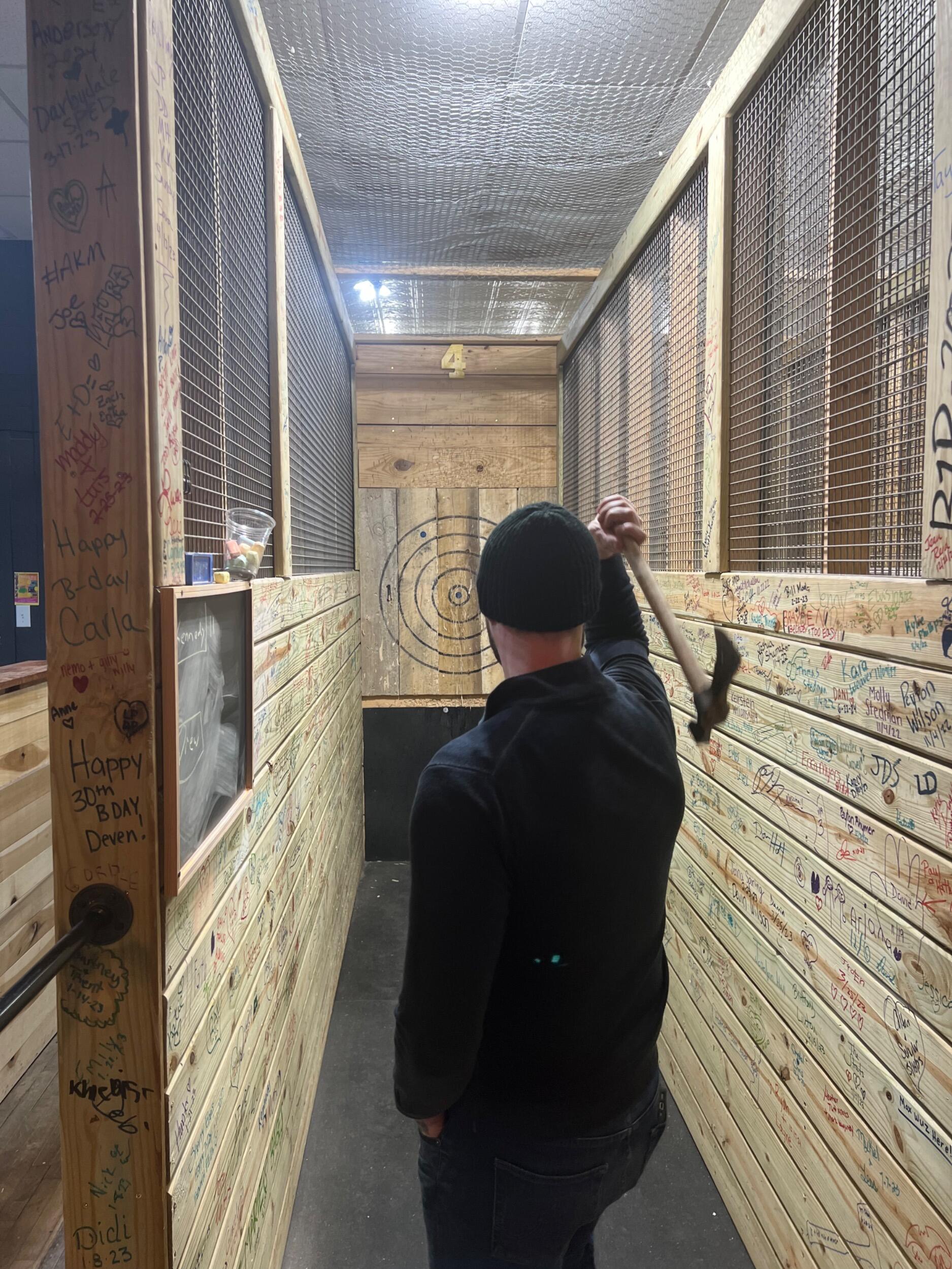 Axe throwing for Valentine’s Day 