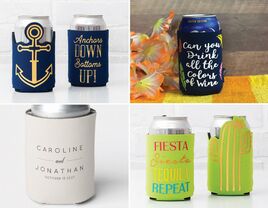 Collage of fun beer koozies