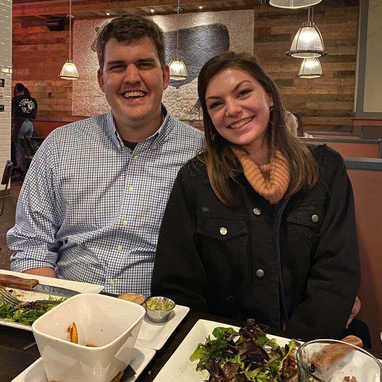 Austin meets Nicole's parents for the first time at Burger Bach in Richmond.