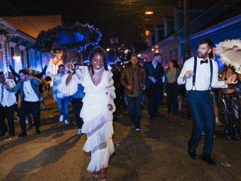 second line parade at new orleans wedding