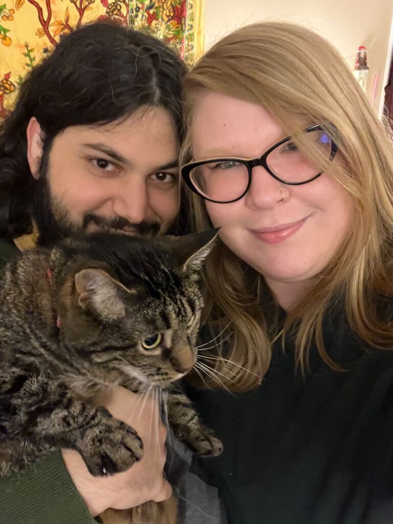 Spent Thanksgiving together, featuring our cat Eggy!