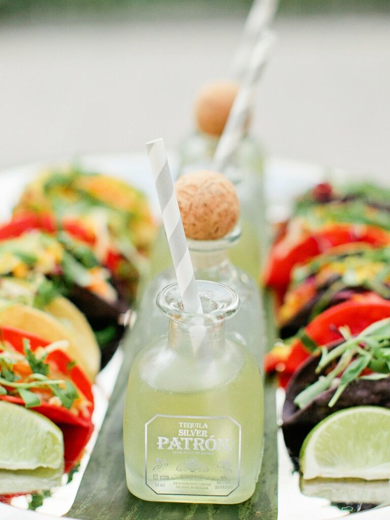 Mini rainbow tacos and tiny margaritas for your outdoor summer wedding