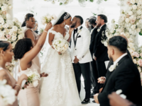 Couple participating in wedding ceremony order.