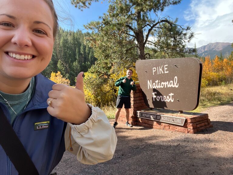 Hiking at Pikes Peak when visiting Colorado Springs.