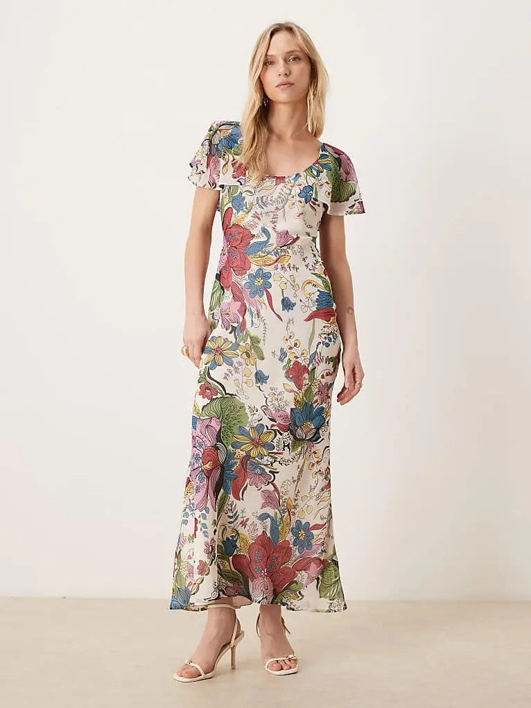 ASOS floral ruffle sleeve dress