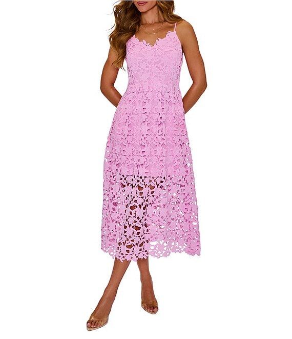 VICI Collection pink lace mother-of-the-bride beach wedding guest dress