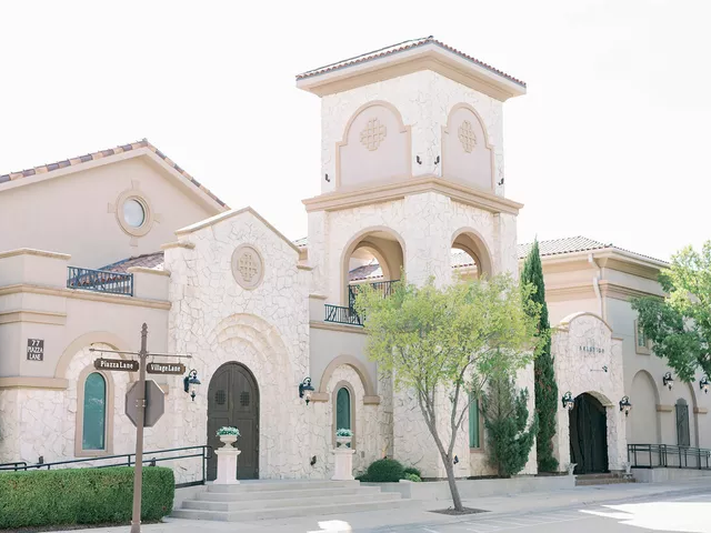 Outside view of white stone venue