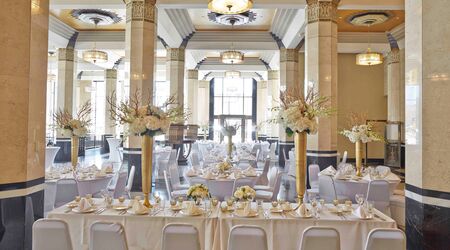 Black & Gold Wedding Decor with Ivory & Burgundy Centerpieces at The  Carlisle Room in Dallas, …