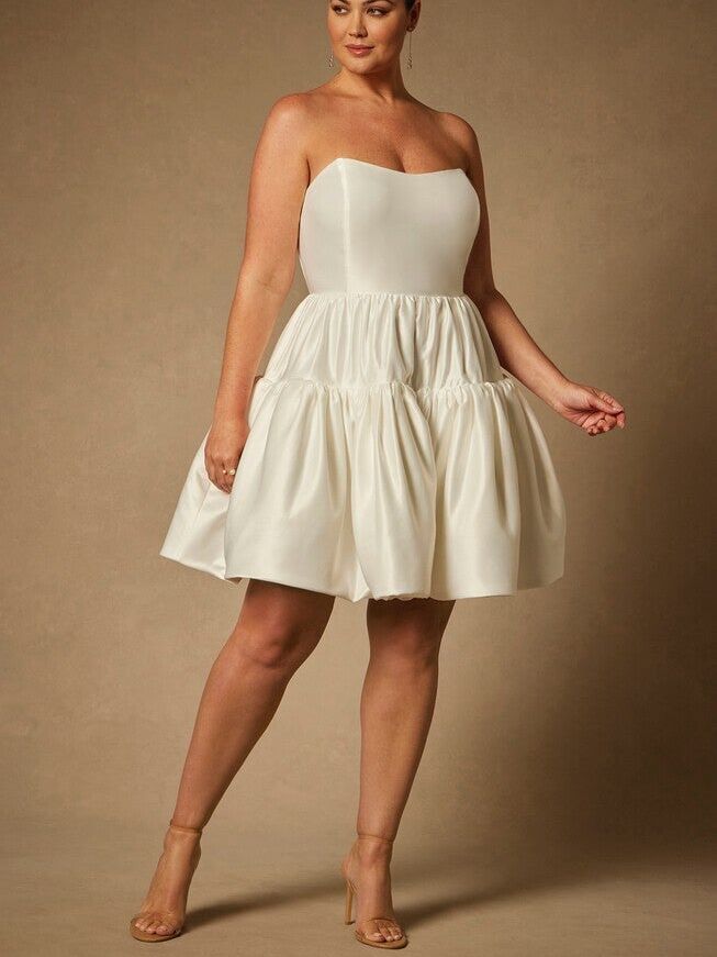 Bridal by ELOQUII strapless flare mini plus size wedding dress