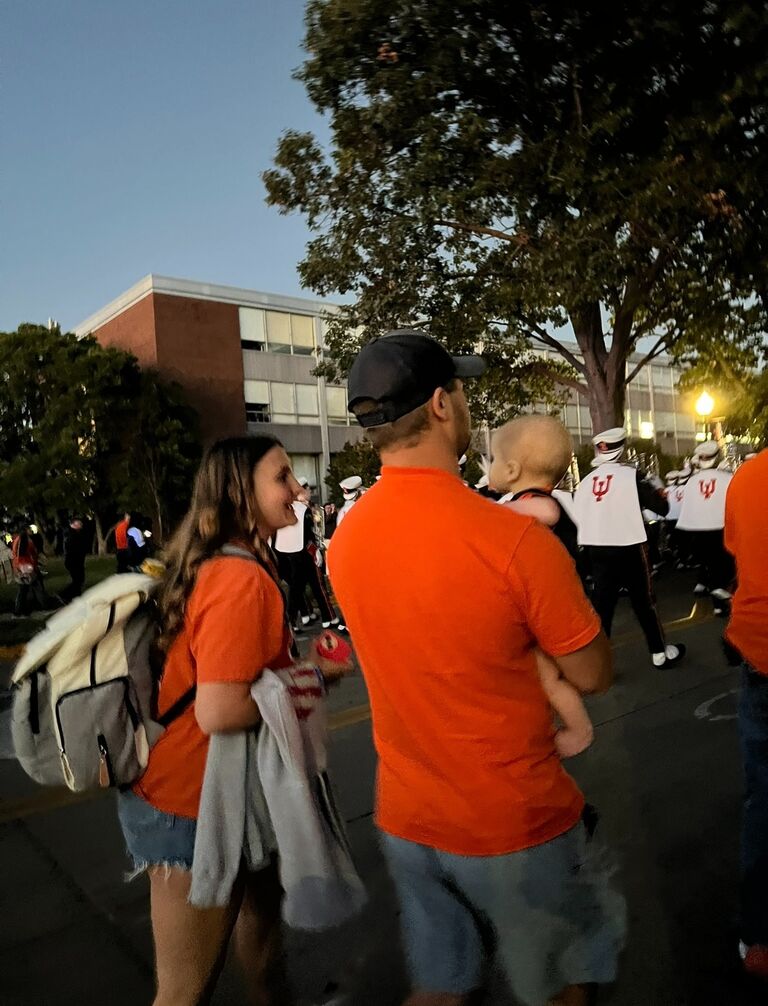 Walking with the drumline after an Illini Football game. A tradition Erik's dad, Bill, had done with him.
