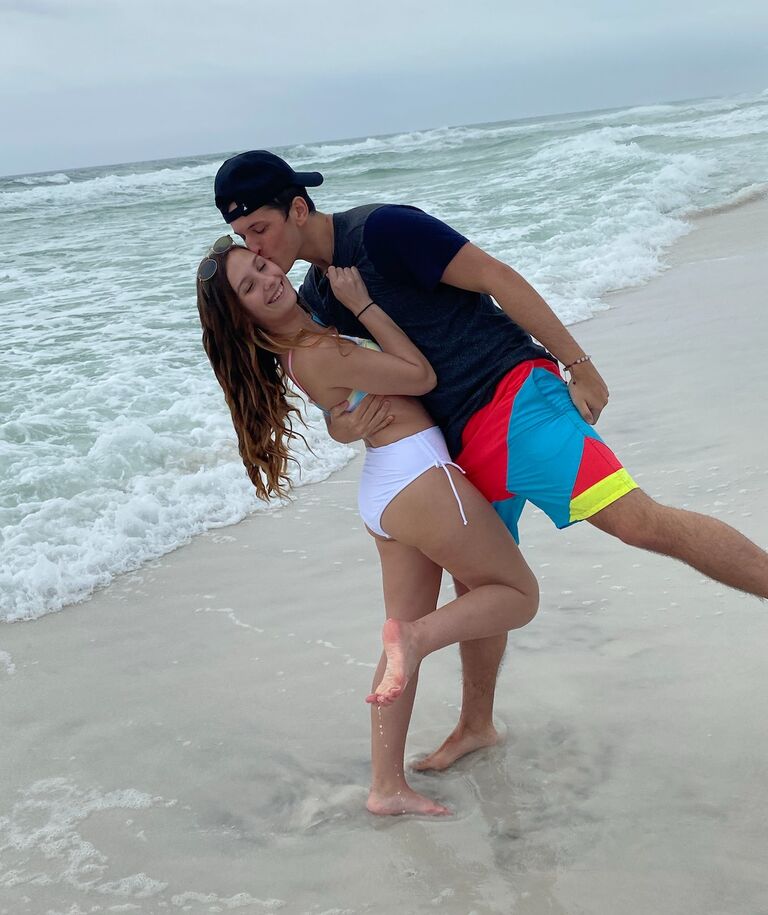 Posing on our first vacation together - right before COVID! 