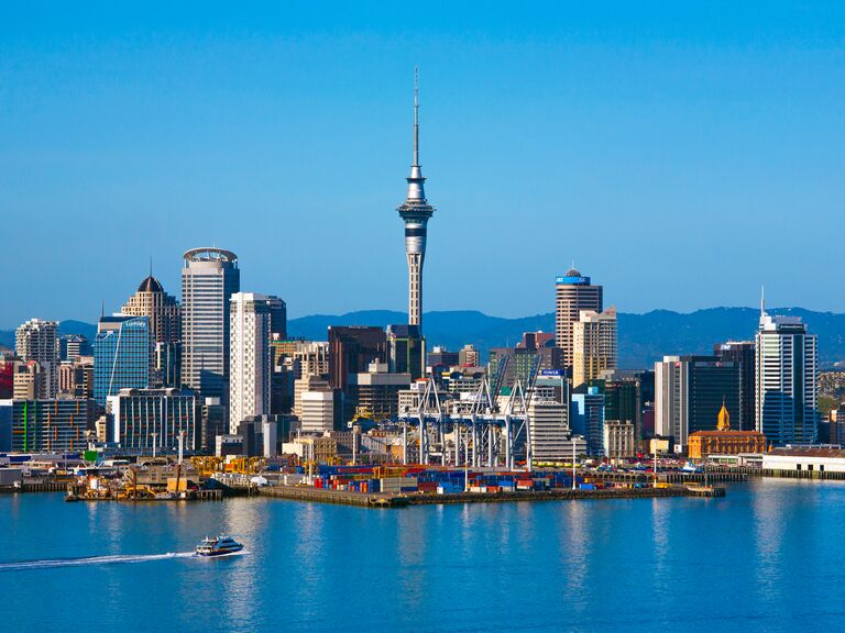 Auckland skyline with Sky Tower, New Zealand