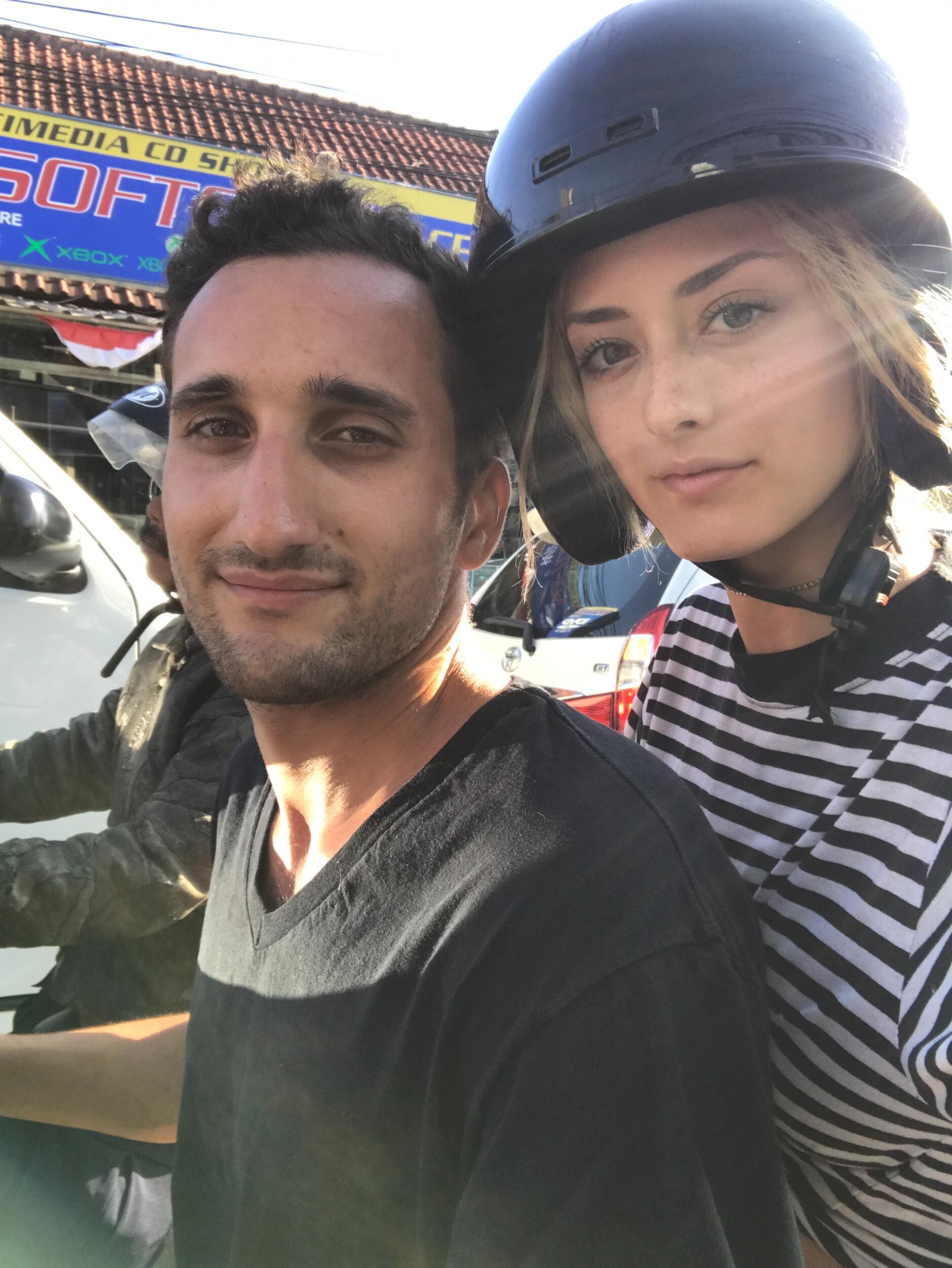 Moped-ing in Bali -  our first international trip. Possibly our first fight from me backseat driving/screaming