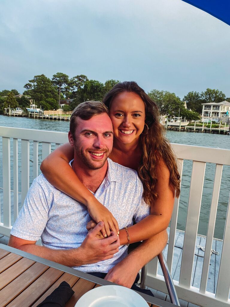 Our first picture as a couple, many months after the original DM, Brett met all of Kate's college besties on this trip.