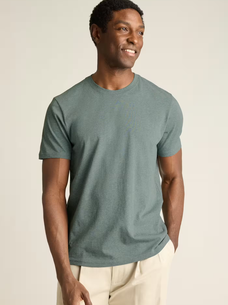 Green t shirt rehearsal dinner guest attire for men from Bonobos