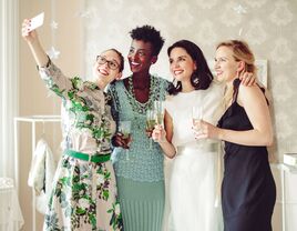 Friends taking a selfie at a bridal shower