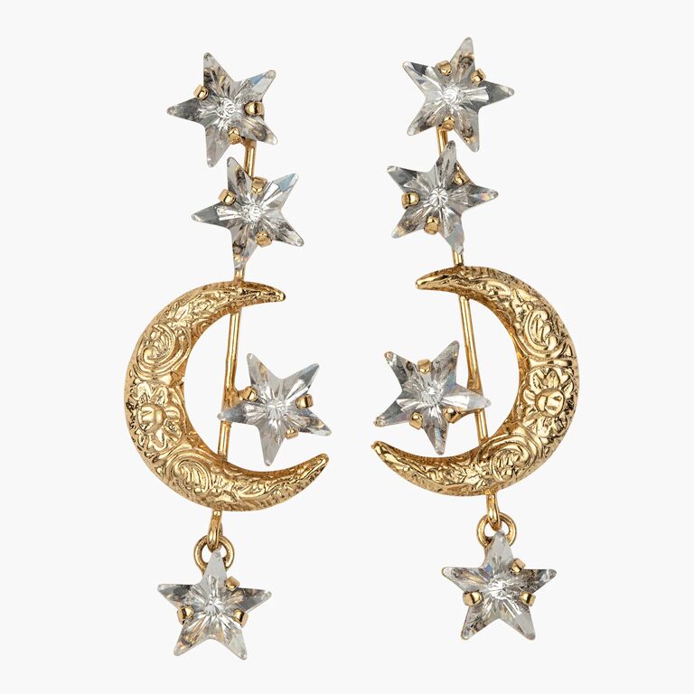 celestial wedding statement earrings with crystal-adorned drop design