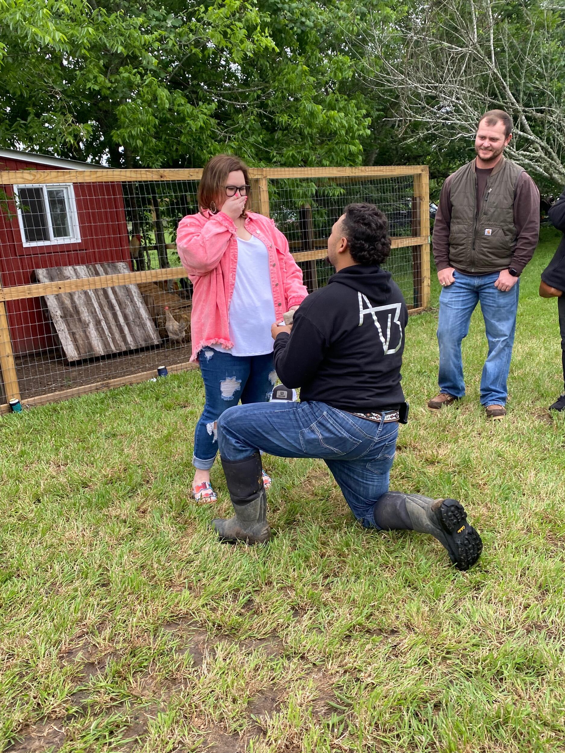 In front of all their friends and family at the annual Easter celebration Albert got down on one knee and asked Allison to spend the rest of their life together. She said YES!
