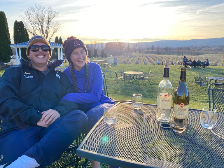 Connor's parents, Connor and Mindy stop for a glass of wine at Breaux Vineyard over the Thanksgiving holiday.