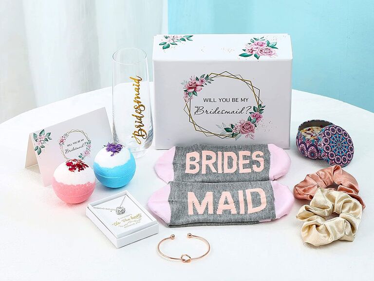 Will You Be My Bridesmaid? Glitter Wine Glass & Wine Bag Set