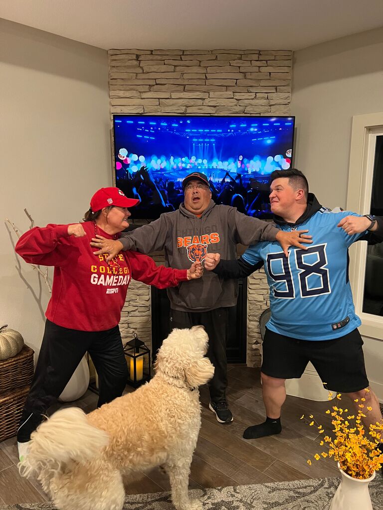 Jared and KJ's Mom getting ready before their Sunday Night Football matchup. KJ didn't know at the time but this was the trip that Jared had asked for her parents' blessing to marry her