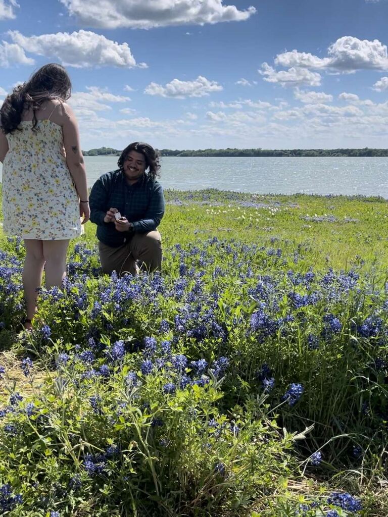 Popping the question in a field of bluebonnets! Obviously Becca said yes!