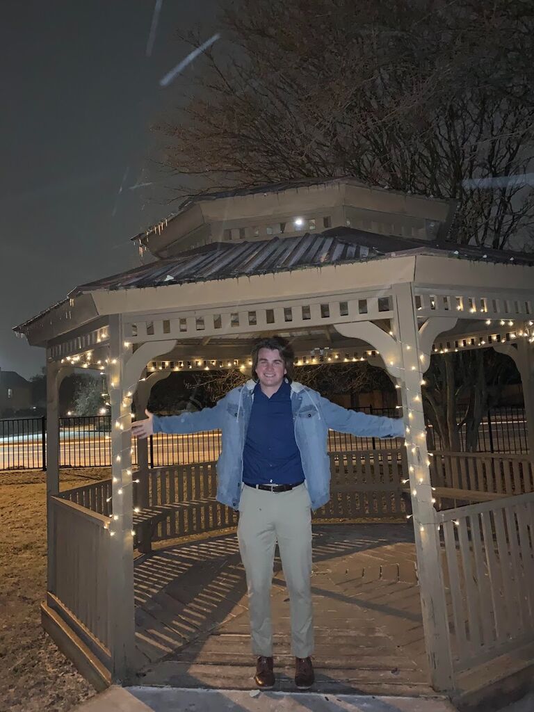 Jacob, half-frozen, after decorating a gazebo to dance in for Valentine's day (remember this, kids, it'll be important later.)