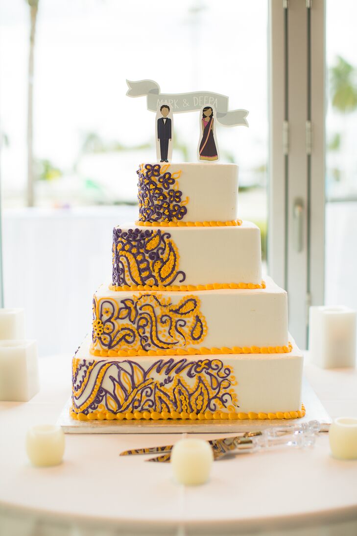 Purple And Gold Paisley Wedding Cake
