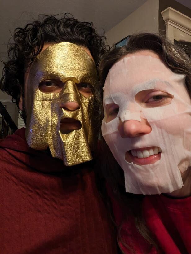 New Year's Eve face masks. We wore pajamas, did a little self-care, played board games, and had a fun night in with friends.