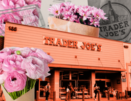 Trader Joe's store surrounded by flowers