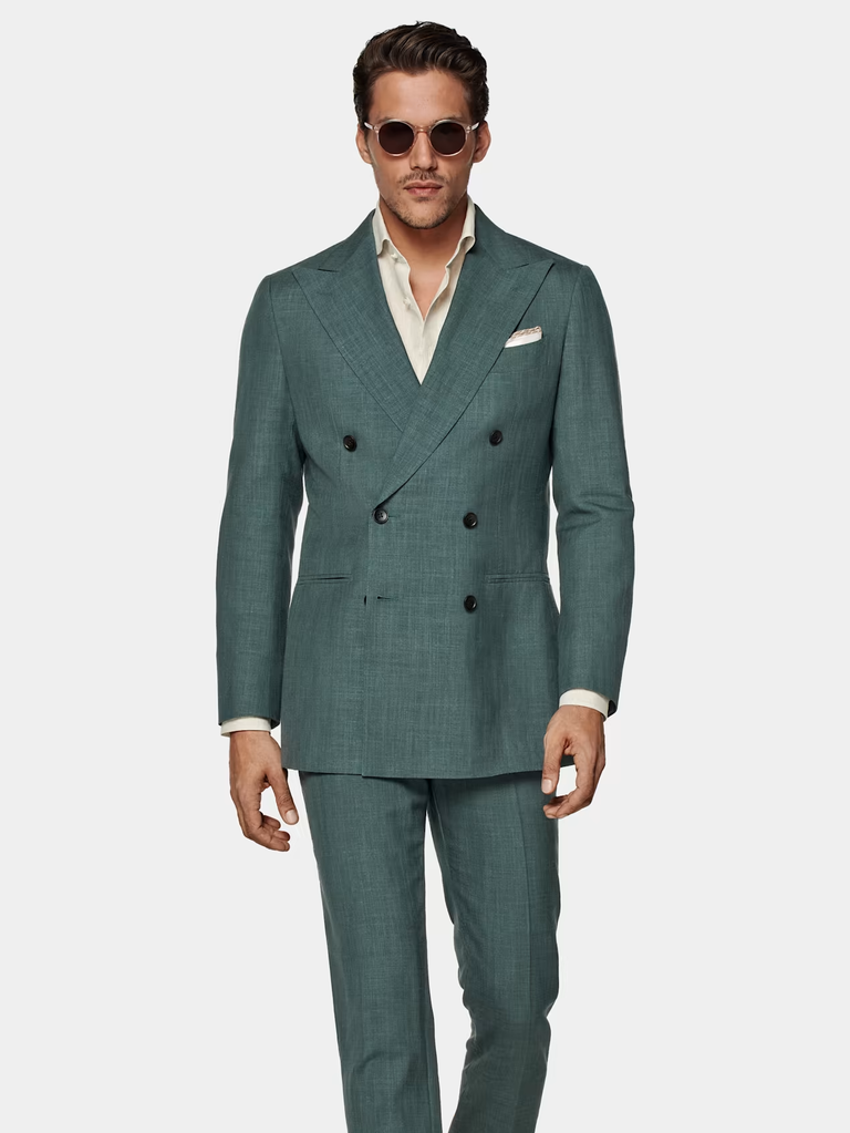 Suitsupply Mid Green Havana Suit in Wool Silk Linen