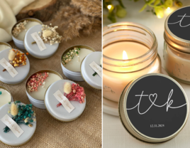 Two elegant wedding favor candle ideas for guests