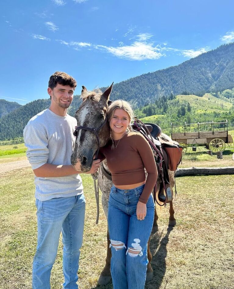 Jolie and Alex got to visit each other their first summer together and bond with each other's family.  Here are Jolie and Alex in Jackson Hole, Wyoming!