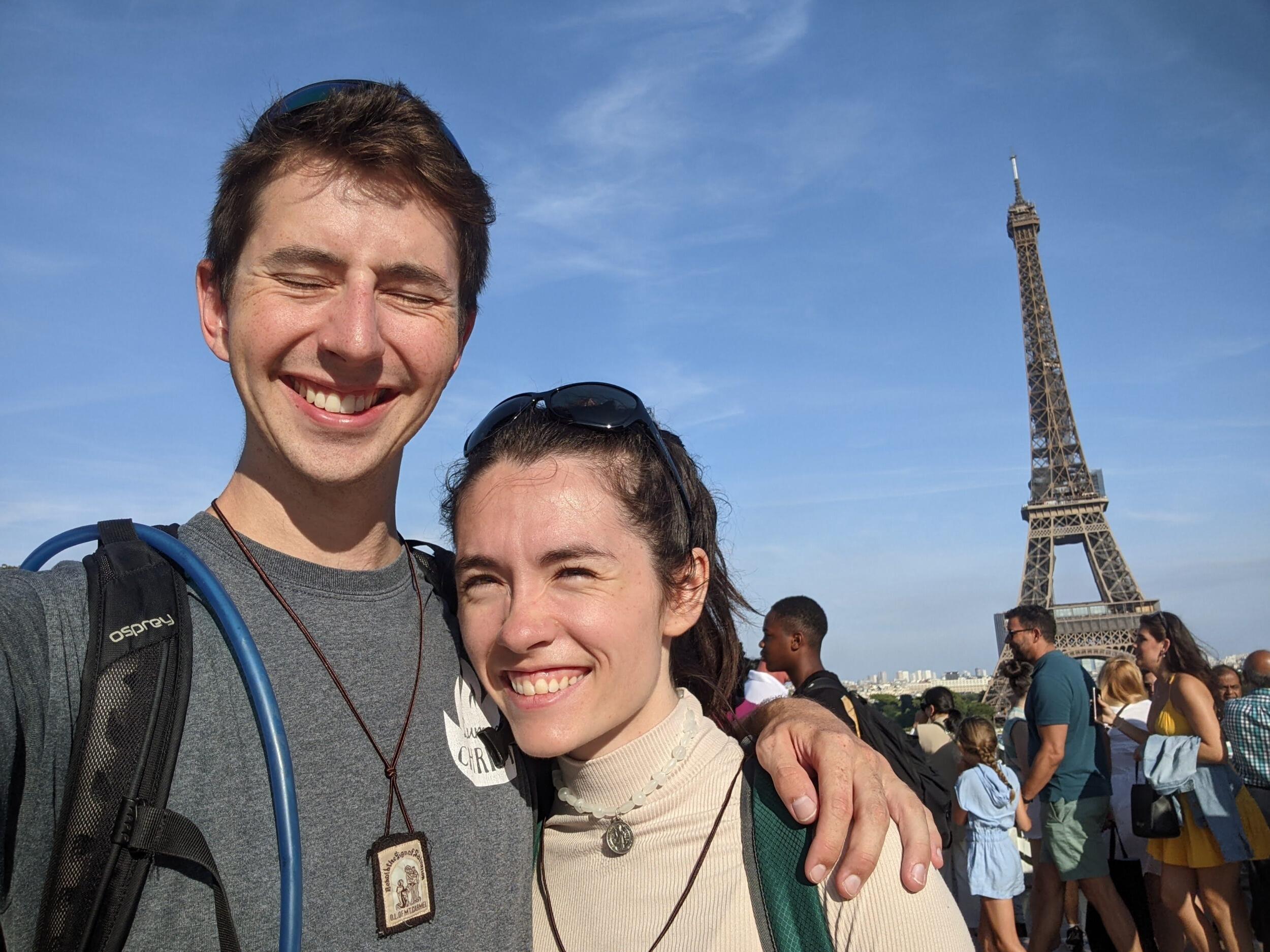 Took this photo as proof we saw the Eiffel Tower, but the highlight of that day in the city Ben grew up was spending a holy hour at the Sacré-Cœur Basilica at the top of Mont-Martre in Paris. 