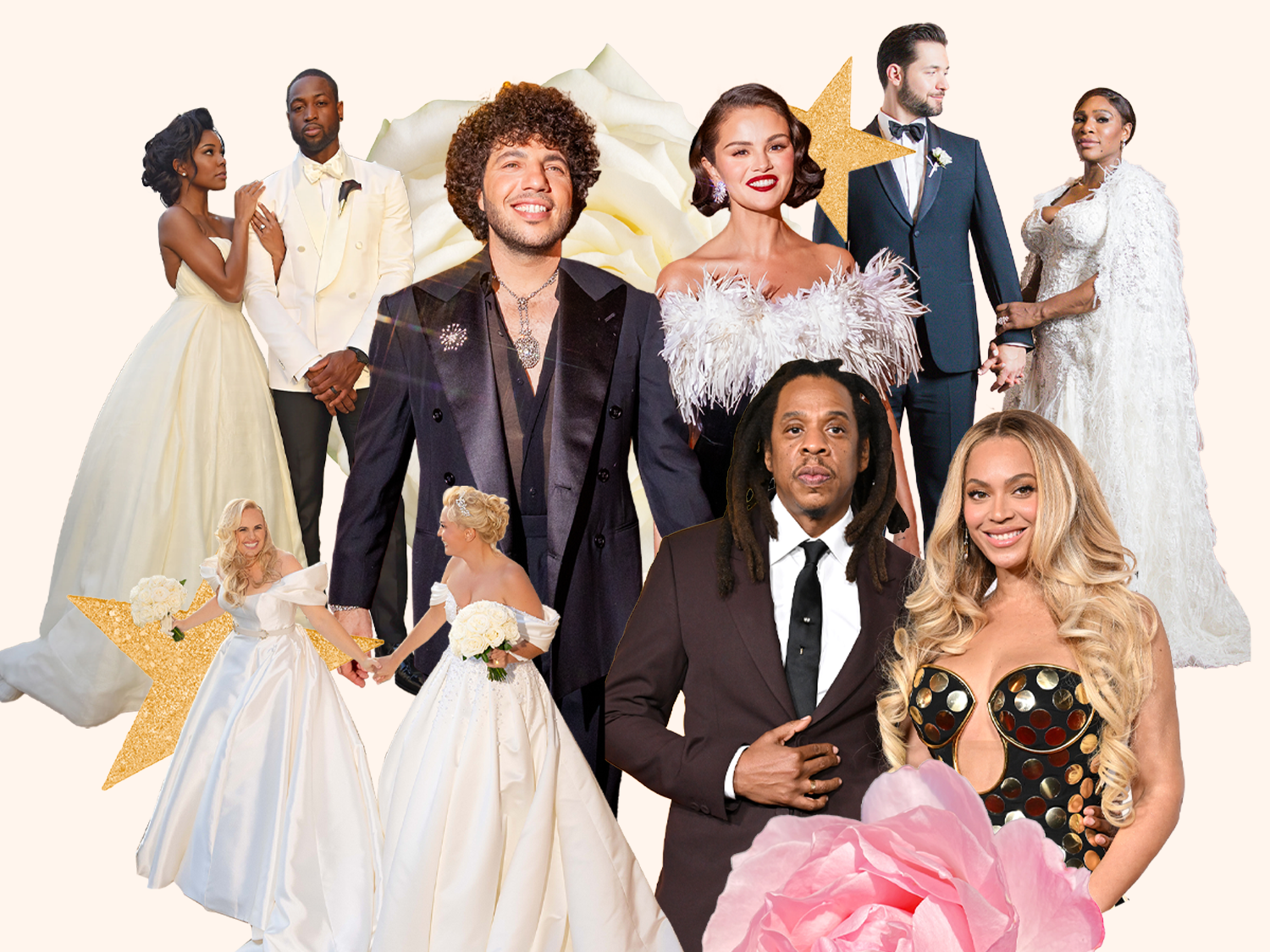 Collage of celebrity wedding photos 