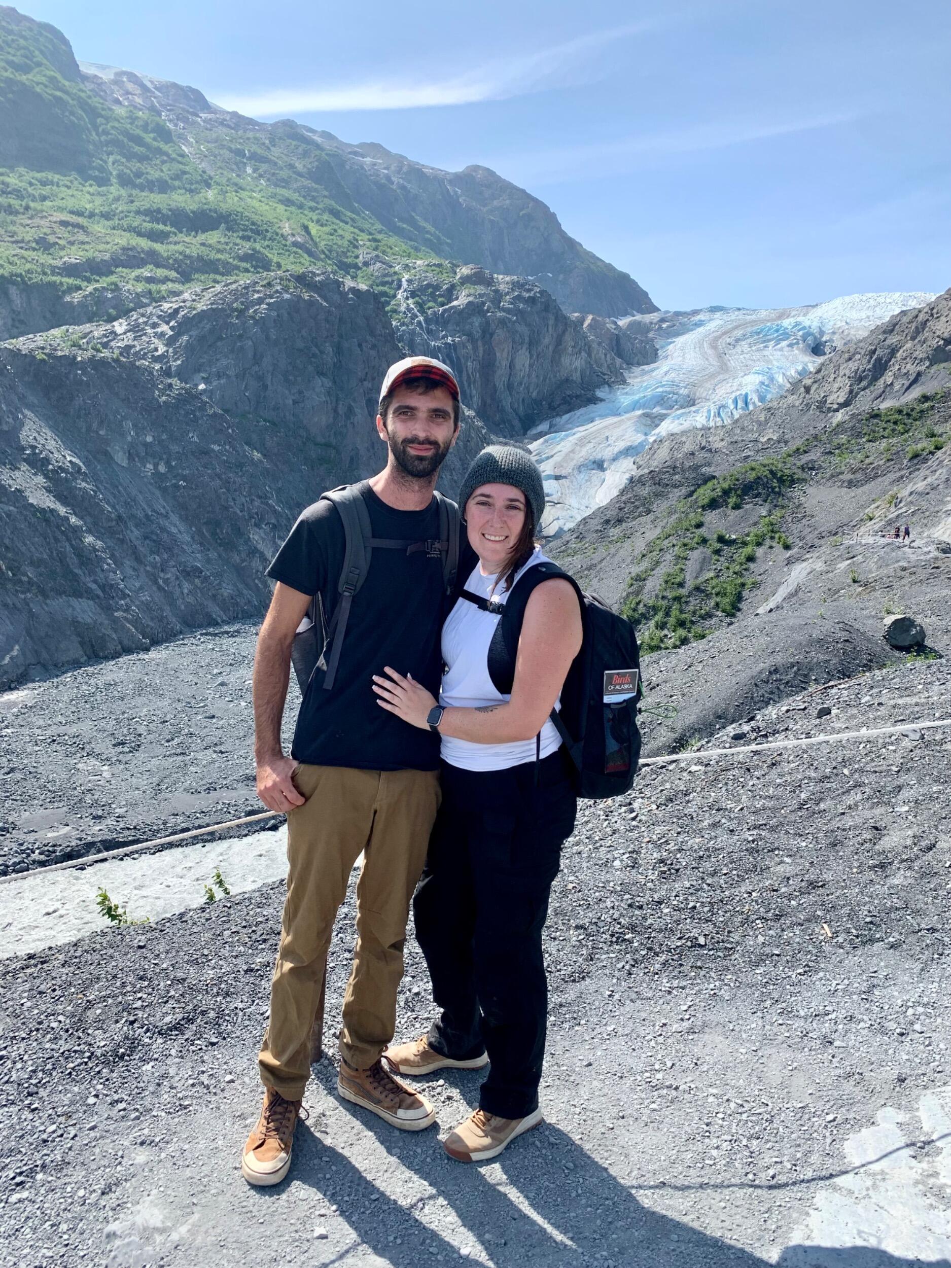 At a glacier in Kenai Fjords, Alaska!