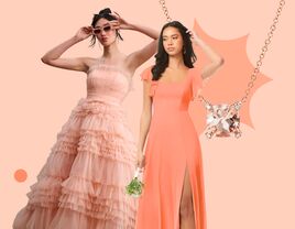 Peach dresses and jewelry for weddings