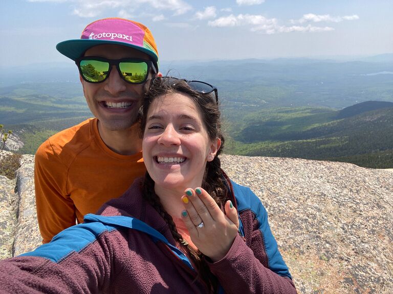 Nick proposed at the top of mount Chocorua. It was a perfect day and we had 360 degree views of the mountains of NH.