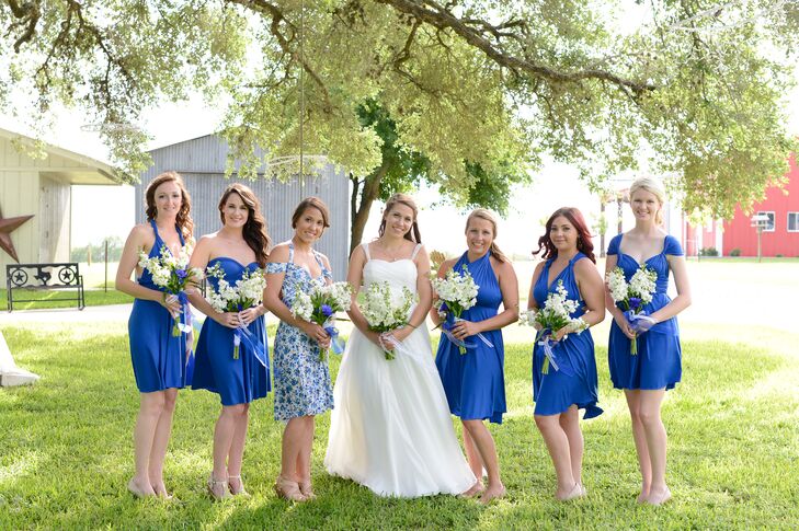 Blue Convertible Jersey Knit Bridesmaids Dresses