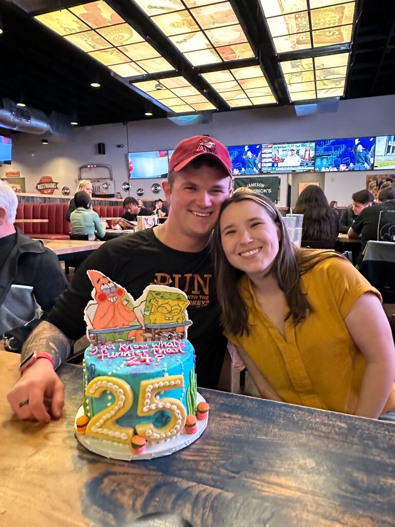 We celebrated his birthday with a “what’s better than 24…25” a SpongeBob themed cake. I mean how could he not be the one?