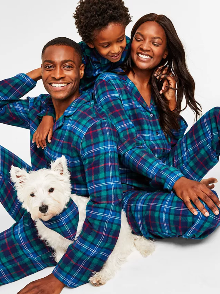 Christmas pajamas couple online and dog