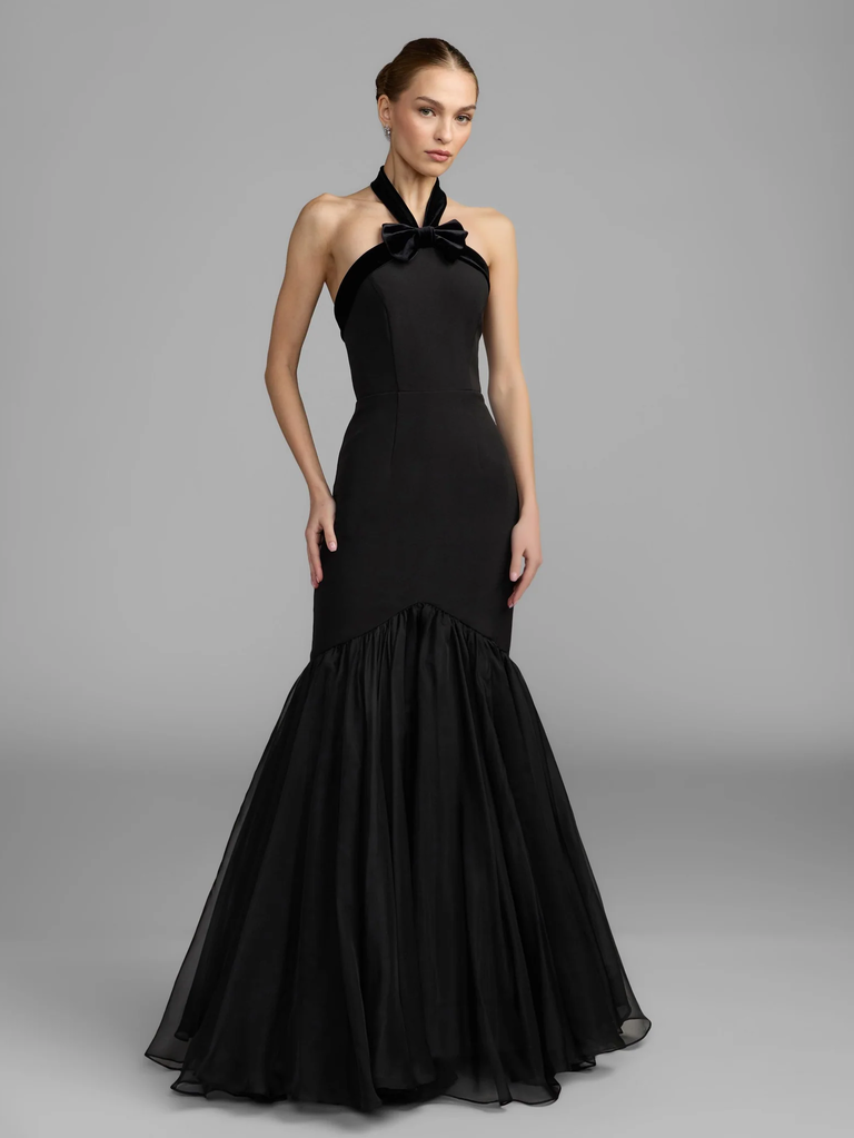 Mac Duggal black mermaid halter gown