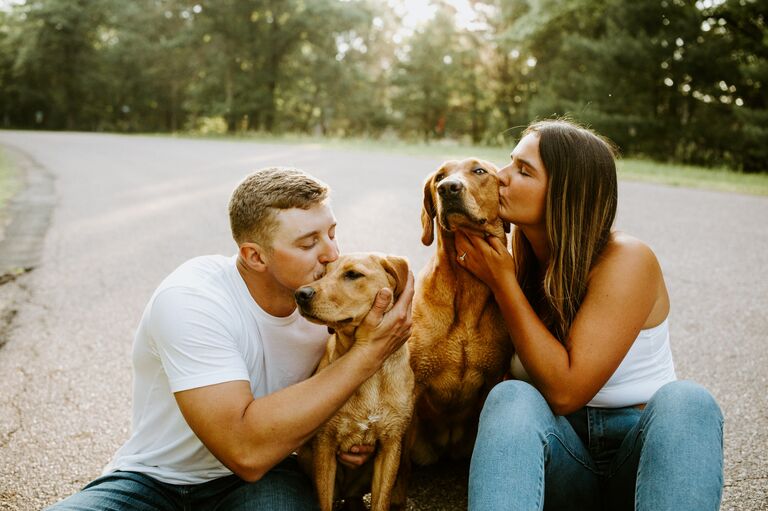  The two "Red Girls", Oakley and Winnie, had to be included in the engagement session. Oakley is almost three and Winnie is eight months old.