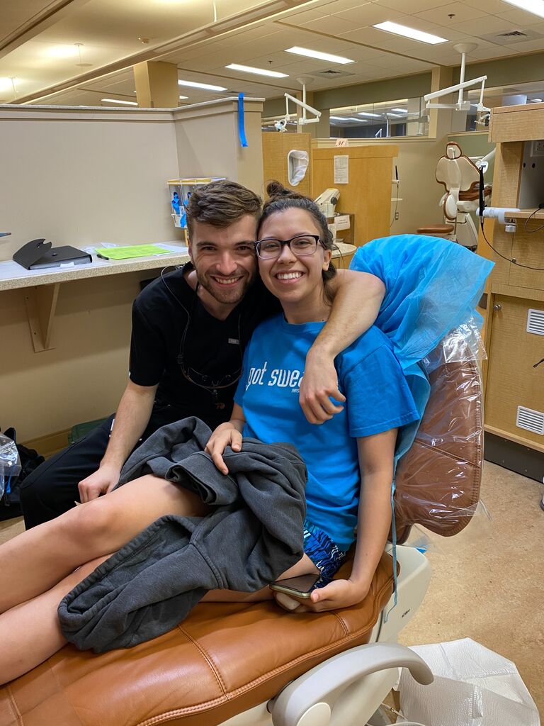 Maggie being brave as one of my very first patients