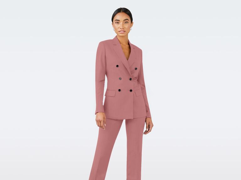 Womens Pink Formal Summer Blazer Pant Suits Office Jacket Wedding