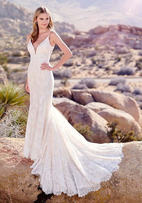 Chiffon fit and flare wedding clearance dress